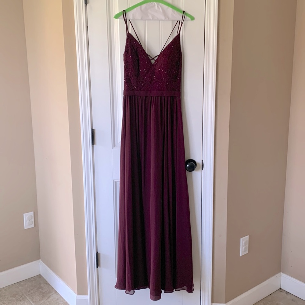 Size 8, Morilee, Bordeaux wine colored bridesmaid dress